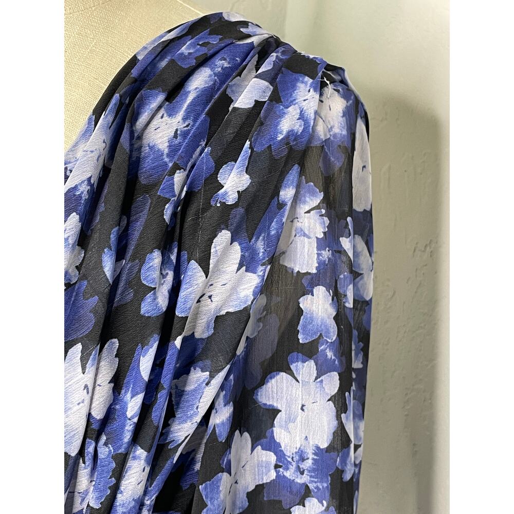 ML Monique Lhuillier Melanie Blue Floral Pleated Maxi Dress Size 4 - Picture 7 of 12
